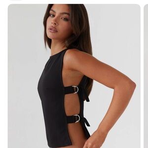Peppermayo Black Side-Tie Top